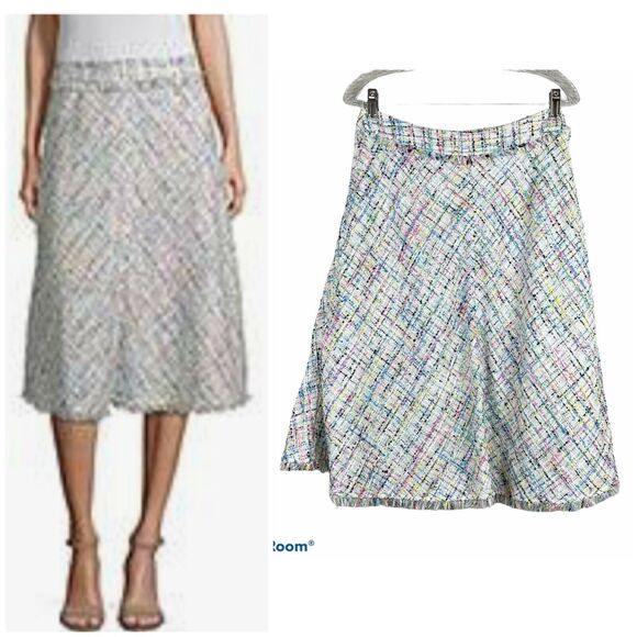Worthington NWT Pastel Tweed Midi A-Line Skirt Size 4P Fully Lined Back Zip - Picture 1 of 11
